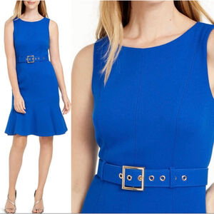 NWT CALVIN KLEIN BYZANTINE SLEEVELESS BELTED FLARE HEM DRESS SIZE 6